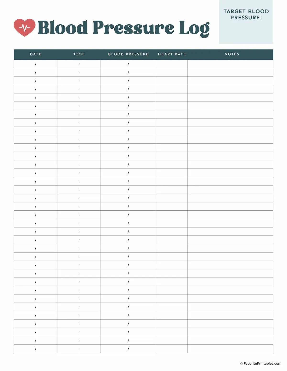 Free Printable Blood Pressure Log - Favorite Printables pertaining to Blood Pressure Tracking Chart Printable