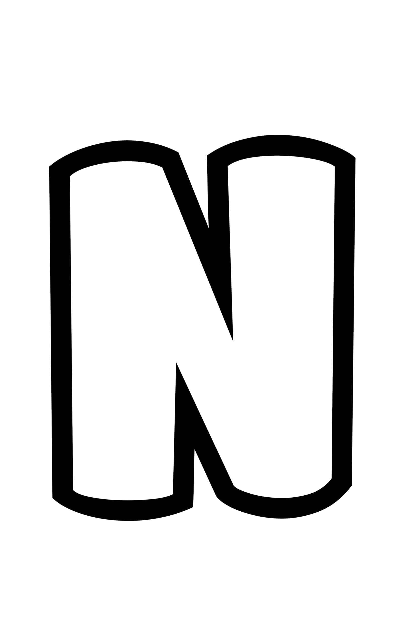 Free Printable Bubble Letter Stencils: Bubble Letter N for Big Printable Alphabet Letters N