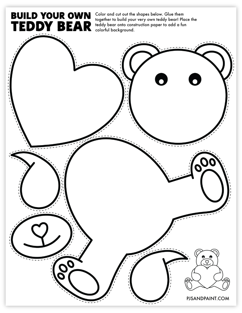 Free Printable Build Your Own Teddy Bear Craft - Pjs And Paint intended for Free Teddy Bear Template Printable