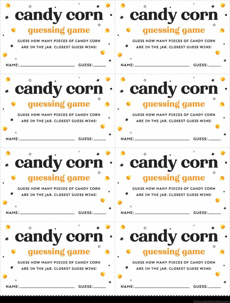 Free Printable Candy Corn Guessing Game Cards - Favorite Printables with regard to Free Printable Candy Guessing Game
