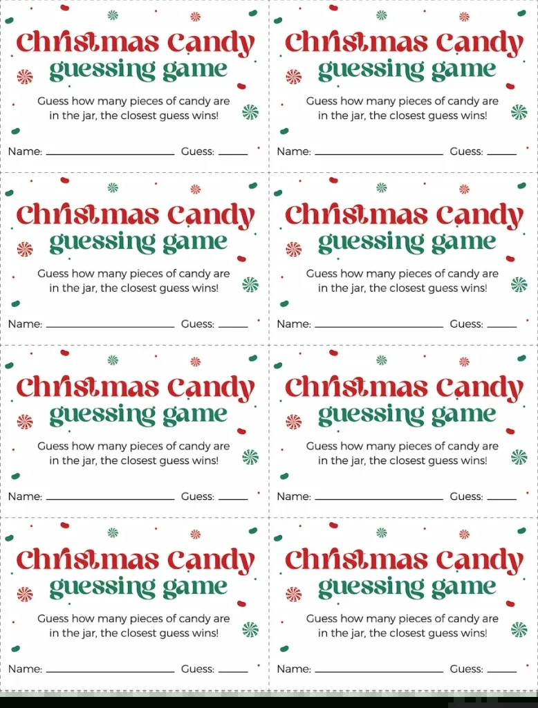 Free Printable Christmas Candy Guessing Game - Favorite Printables inside Free Printable Candy Guessing Game