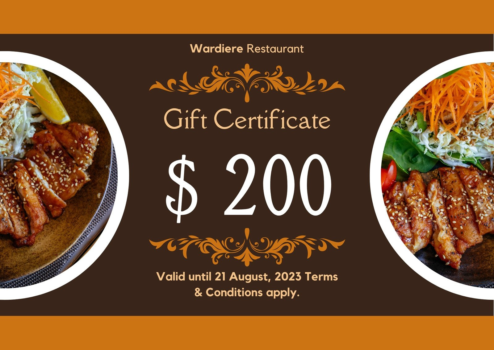 Free Printable Custom Restaurant Gift Certificate Templates | Canva intended for Online Printable Restaurant Gift Cards