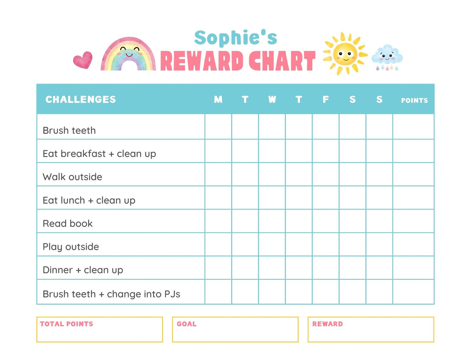 Free Printable, Customizable Reward Chart Poster Templates | Canva with Reward Chart Printable Free Download