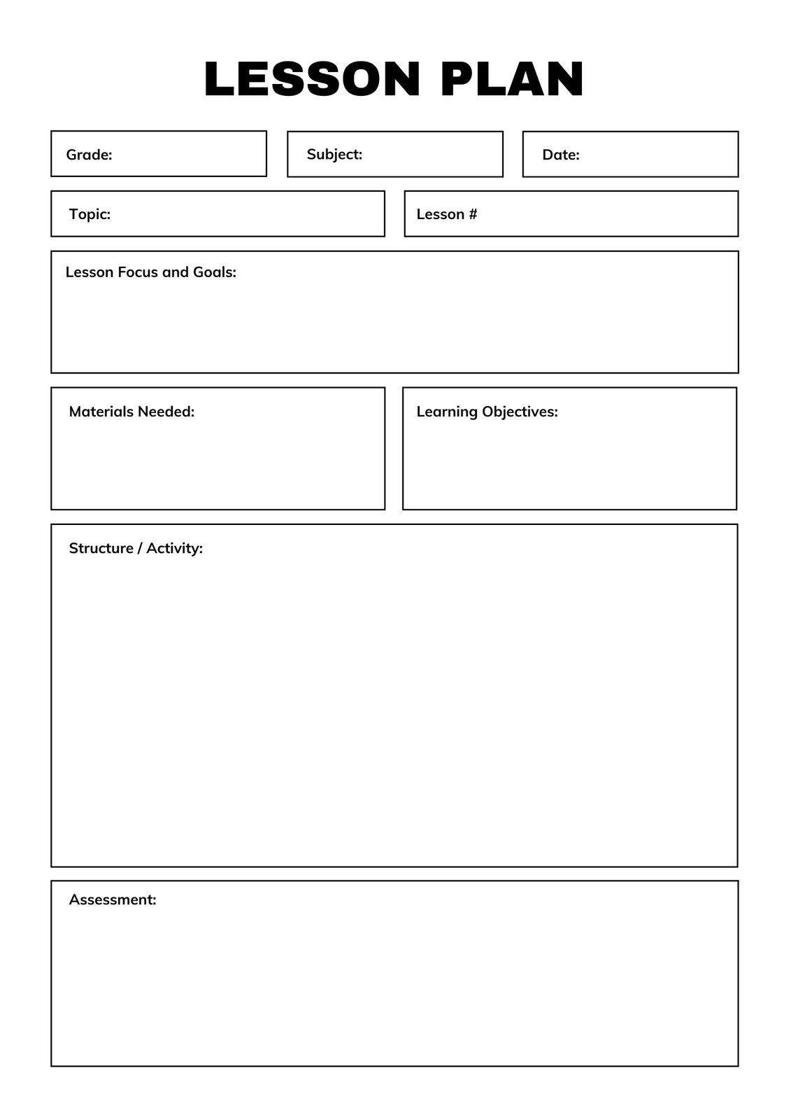 Free, Printable, Customizable Weekly Lesson Plan Templates | Canva throughout Lesson Plan Template Free Printable