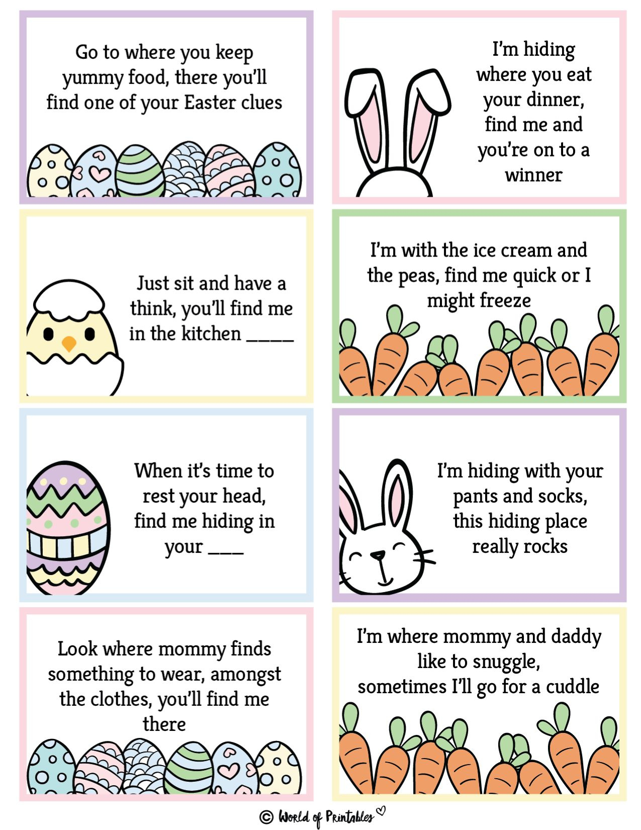 Free Printable Easter Egg Hunt Clues - World Of Printables pertaining to Easter Egg Hunt Clues Printable