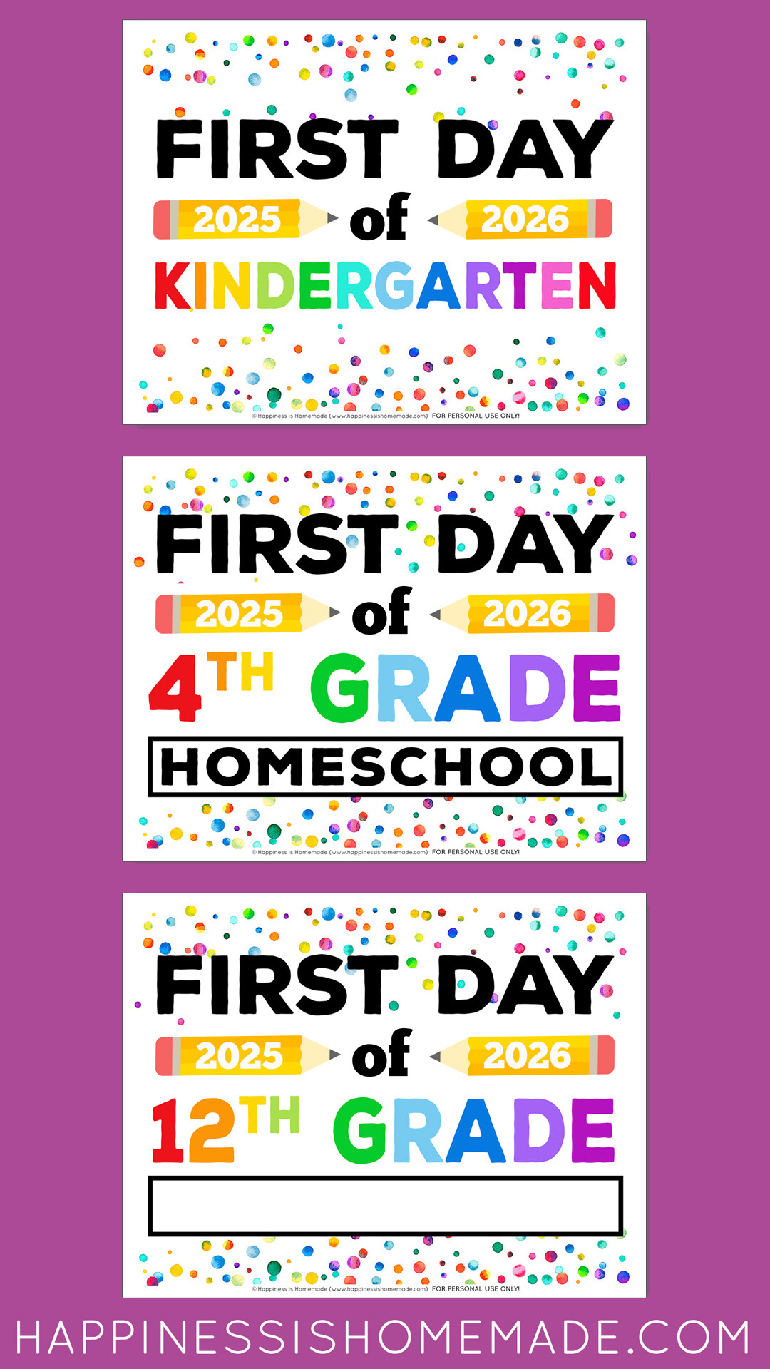 Free Printable First Day Of School Signs 2025-26 - Happiness Is throughout Free 1st Day of School Printables