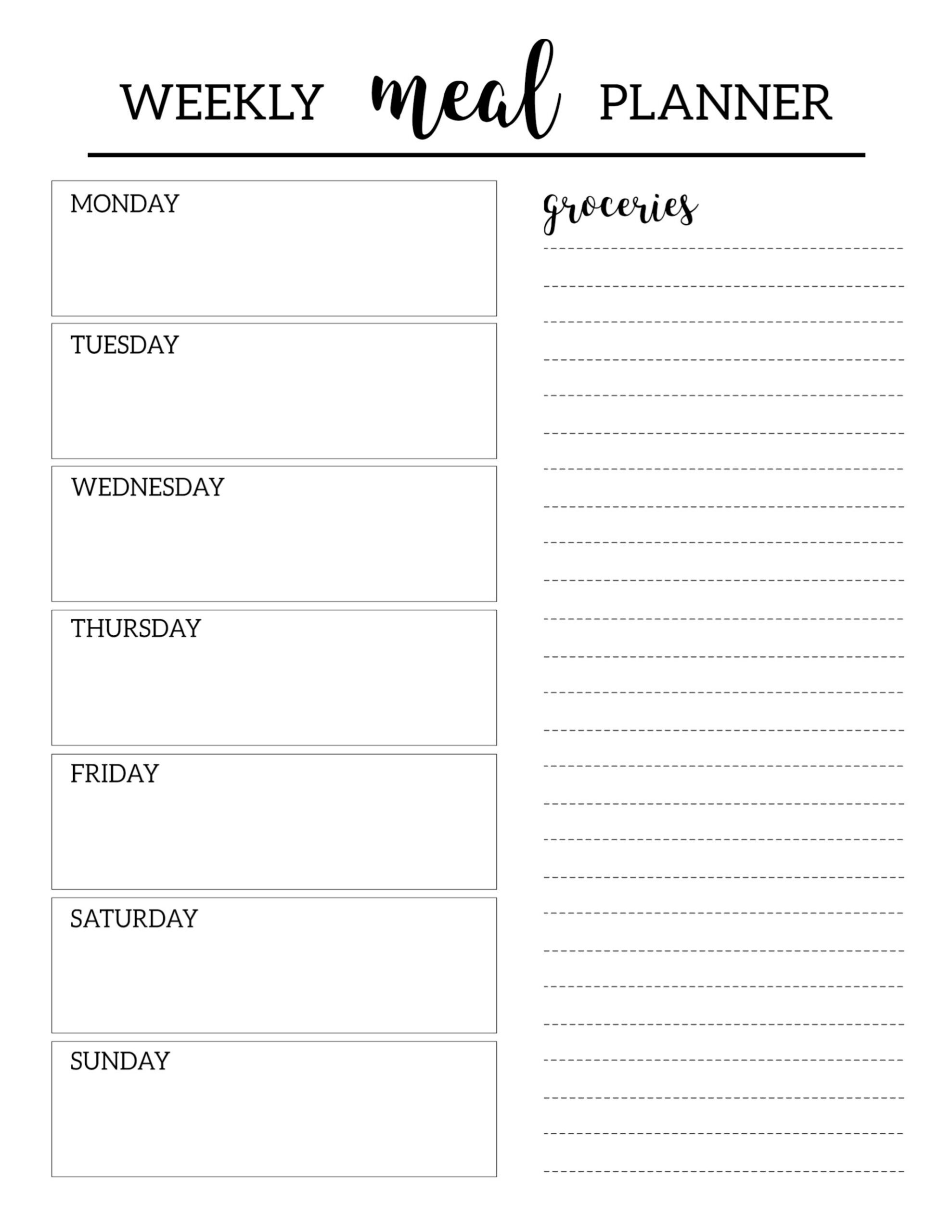 Free Printable Meal Planner Template - Paper Trail Design for Free Printable Meal Planning Template
