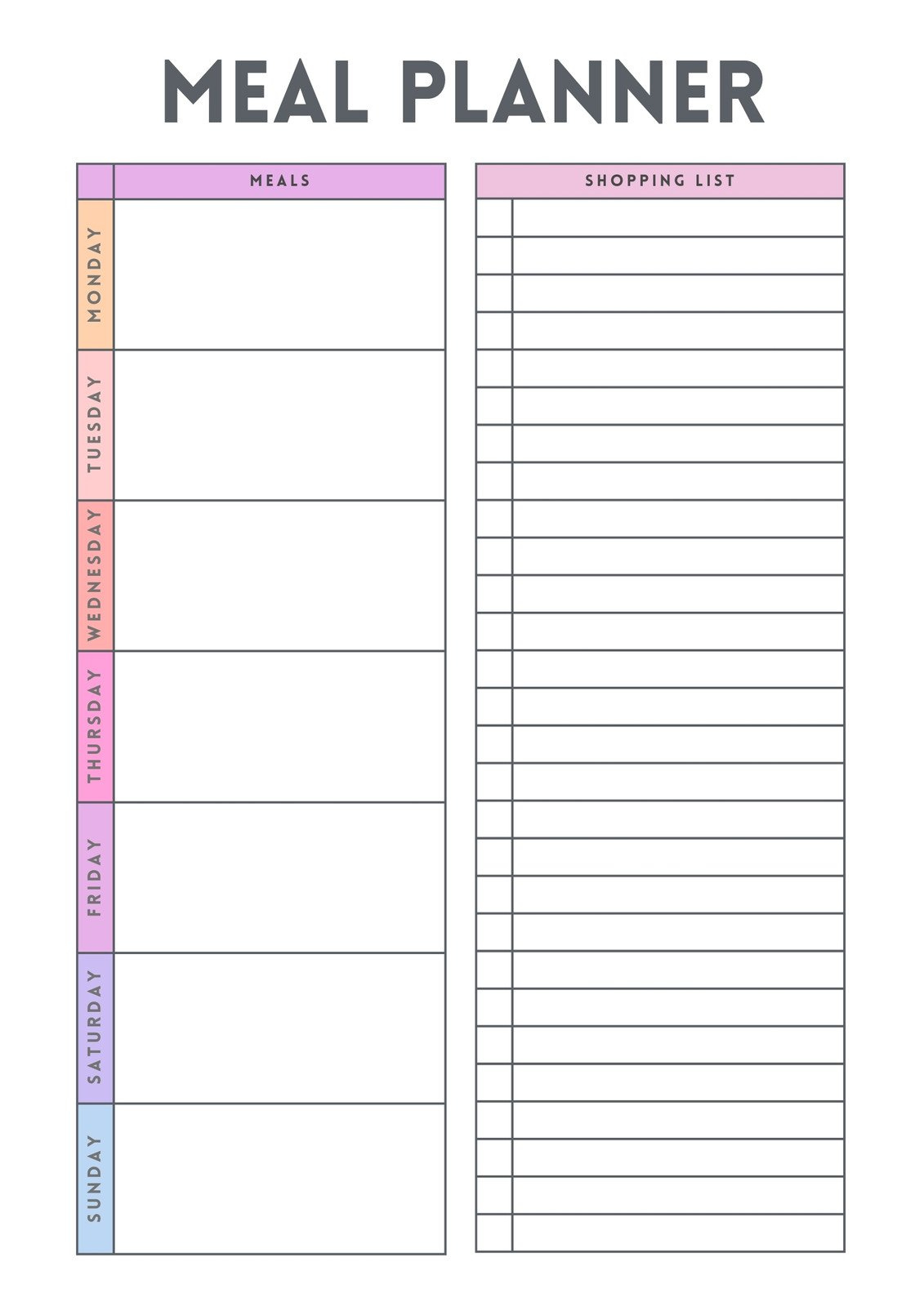 Free Printable Meal Planner Templates To Edit Online | Canva intended for Free Printable Meal Plan Template