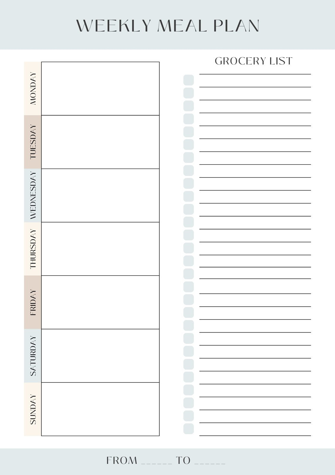 Free Printable Meal Planner Templates To Edit Online | Canva throughout Meal Planner With Grocery List Printable