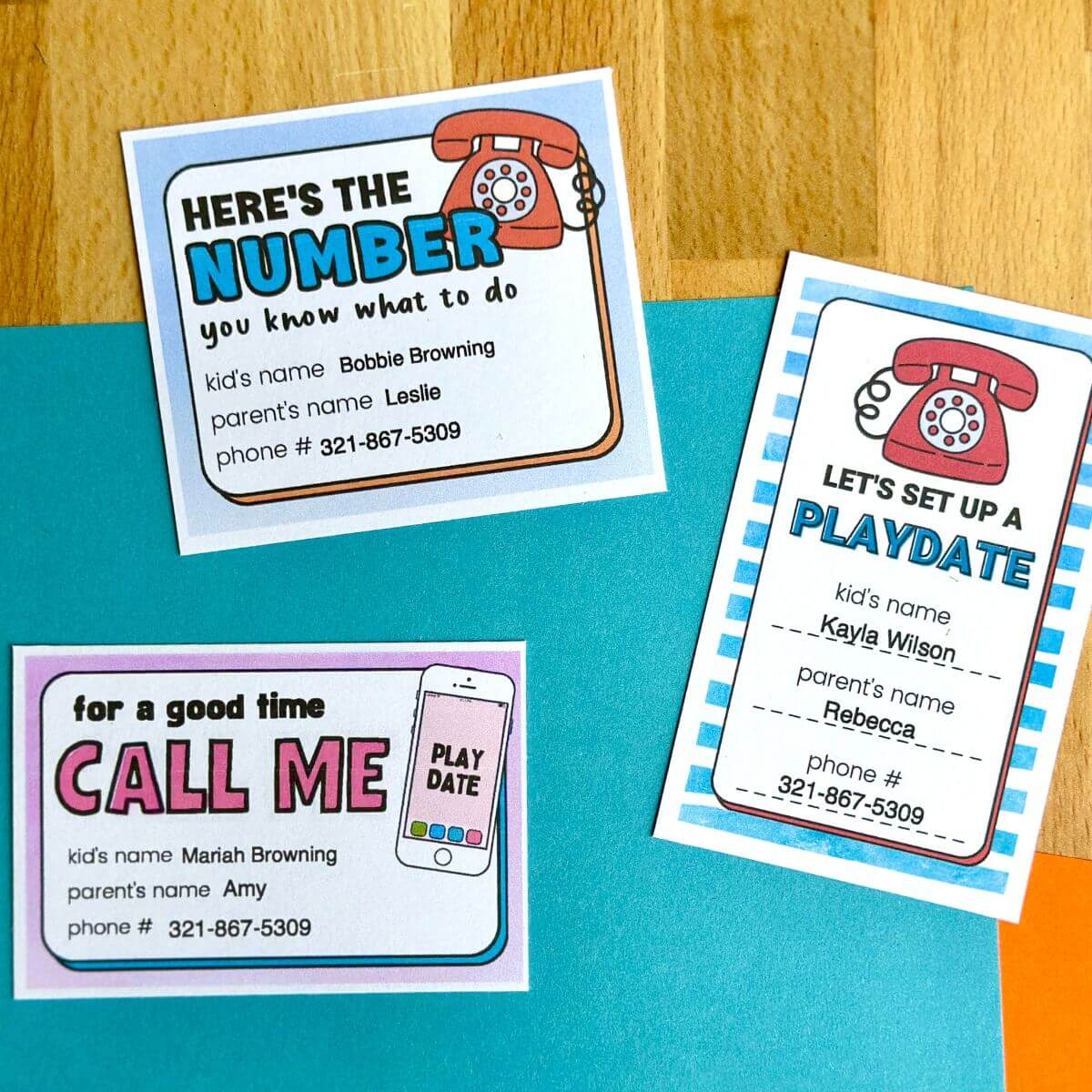 Free Printable Playdate Cards - Like Business Cards For Kids! in Free Printable Play Date Cards