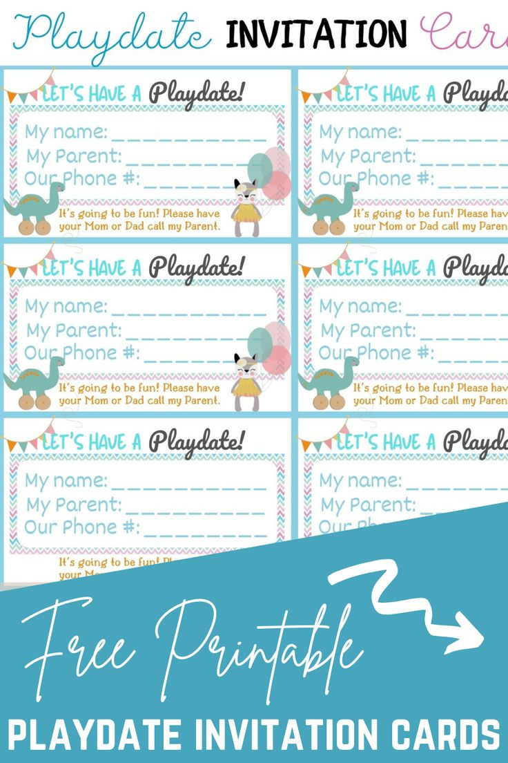 Free Printable Playdate Invitation Cards pertaining to Free Printable Play Date Cards