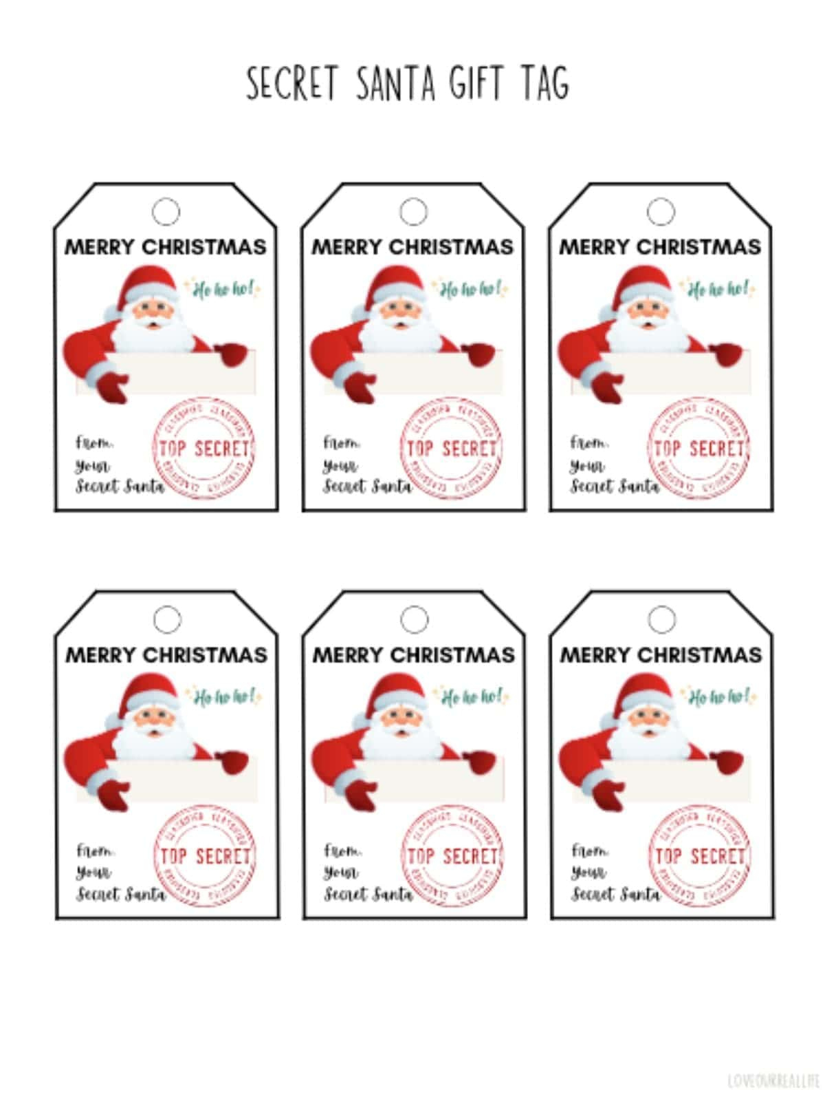 Free Printable Santa Gift Tags (Download Instantly To Print with regard to Printable Secret Santa Gift Tags