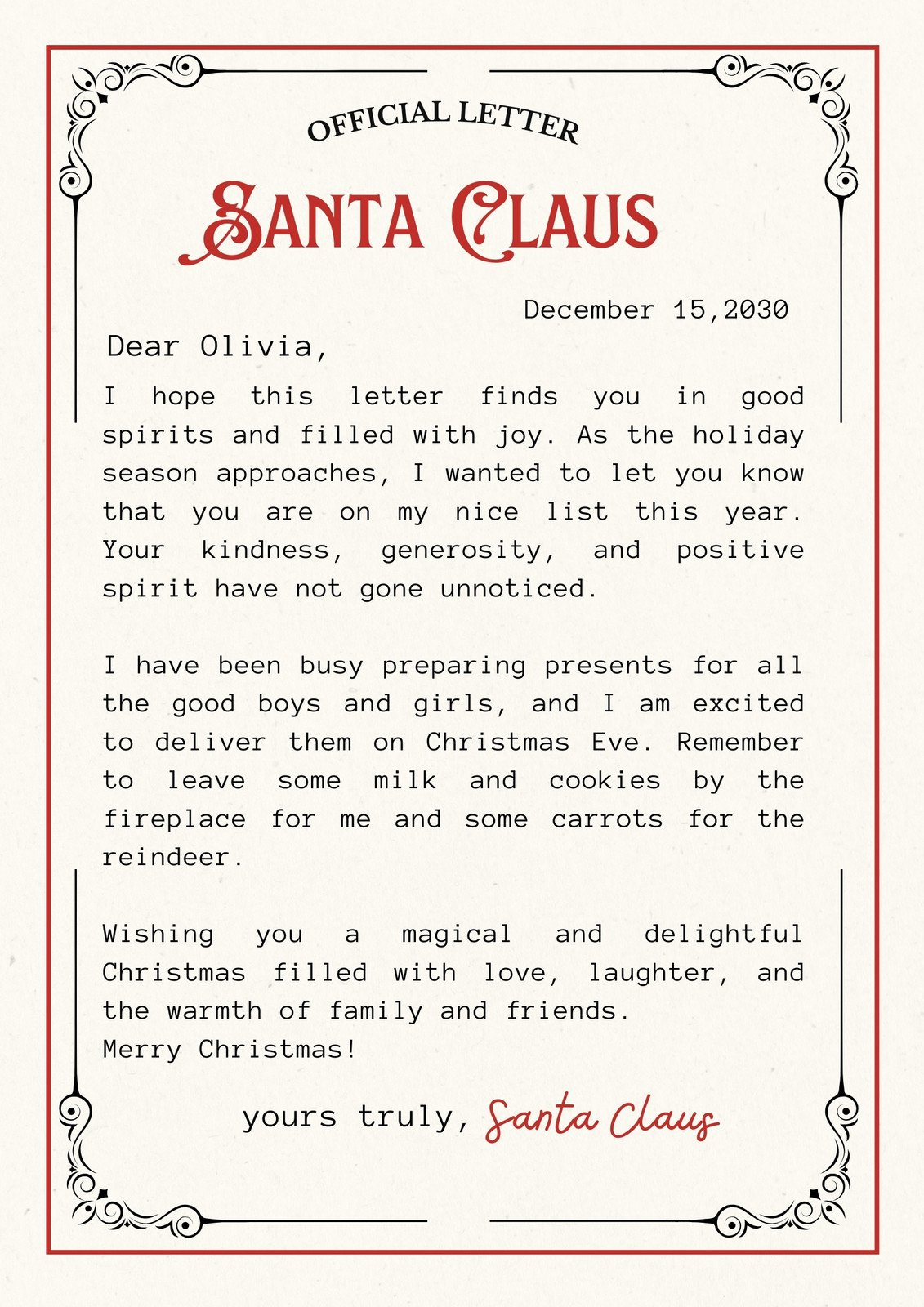 Free Printable Santa Letter Templates You Can Customize | Canva for Free Printable Christmas List to Santa