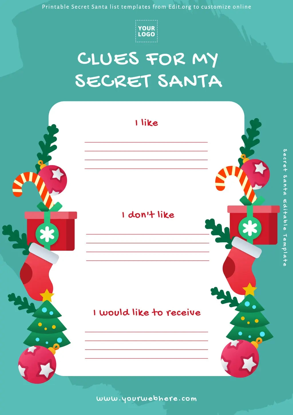 Free Printable Secret Santa Templates intended for Free Printable Secret Santa Wishlist