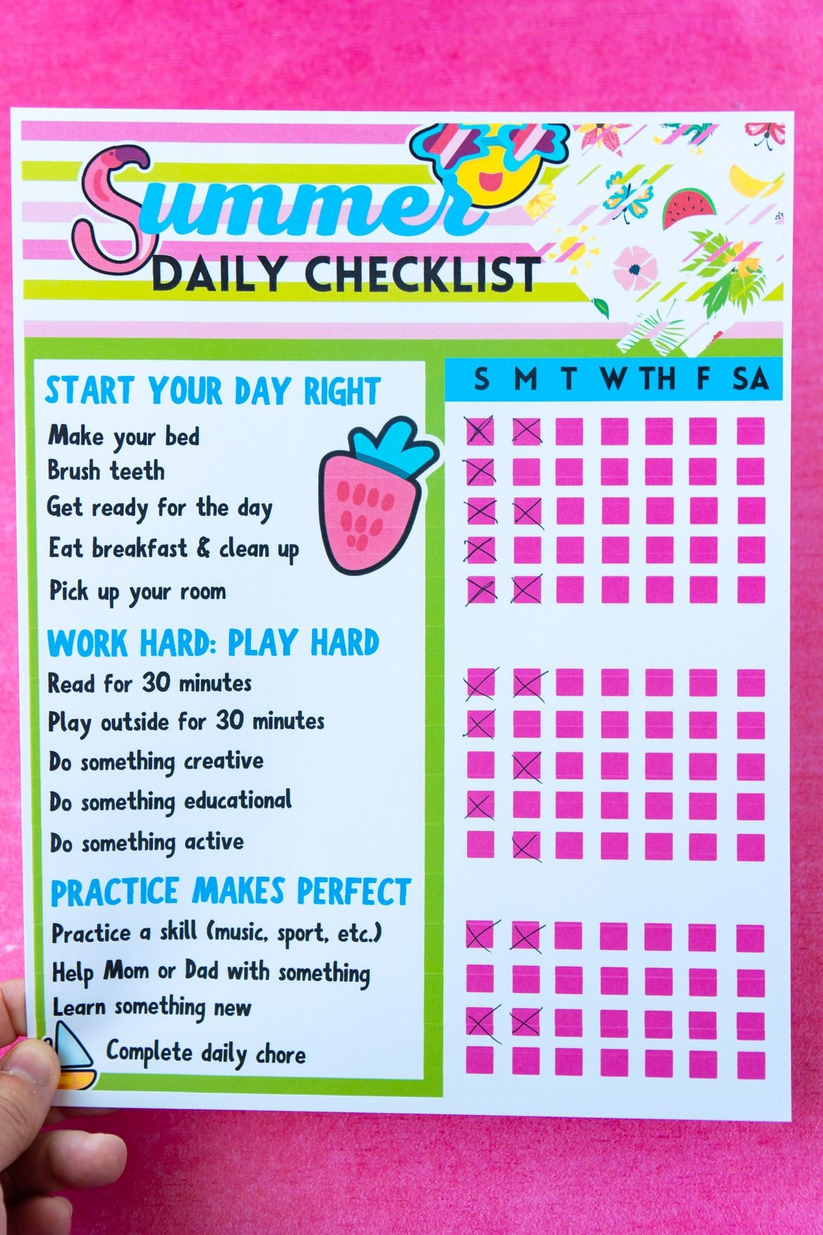 Free Printable Summer Chore Chart {6 Versions} - Play Party Plan intended for Free Printable Summer Chore Chart
