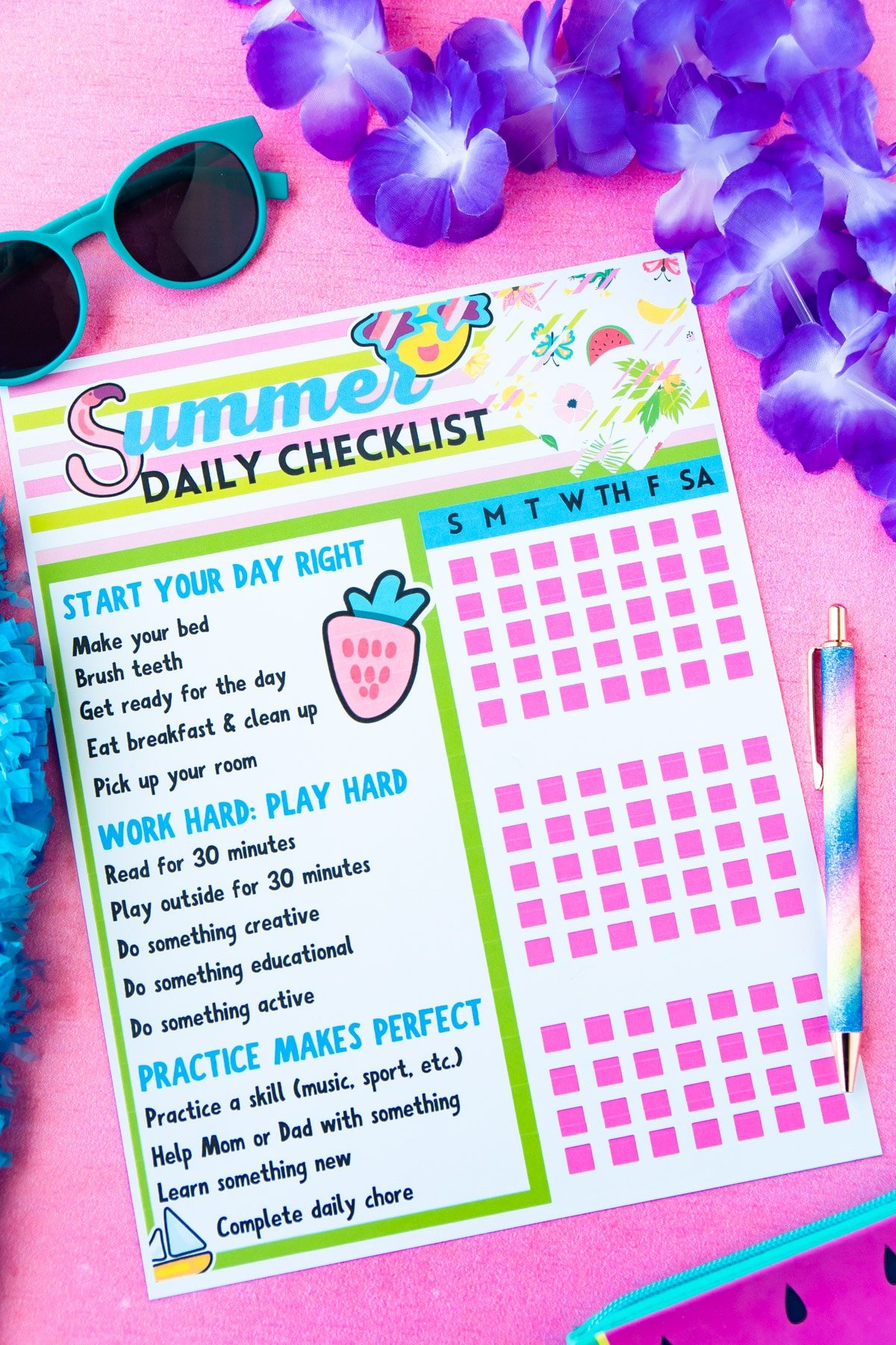 Free Printable Summer Chore Chart {6 Versions} - Play Party Plan with Free Printable Summer Chore Chart