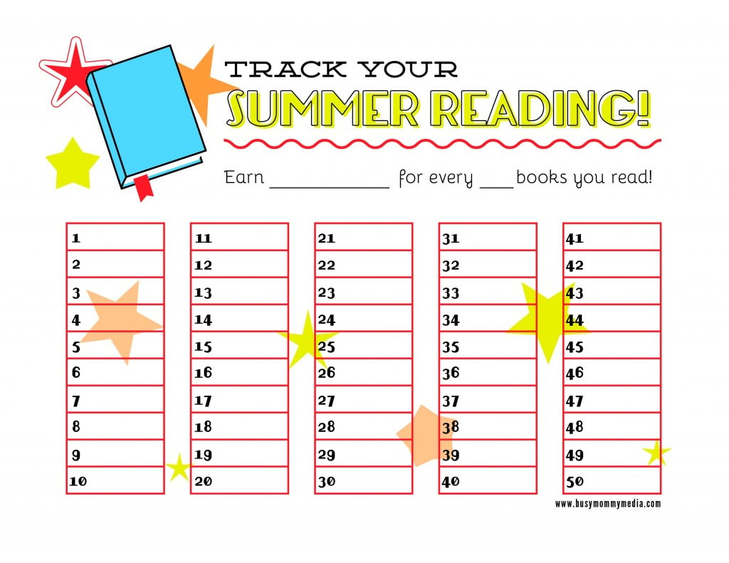 Free Printable Summer Reading Chart for Free Printable Summer Reading Chart