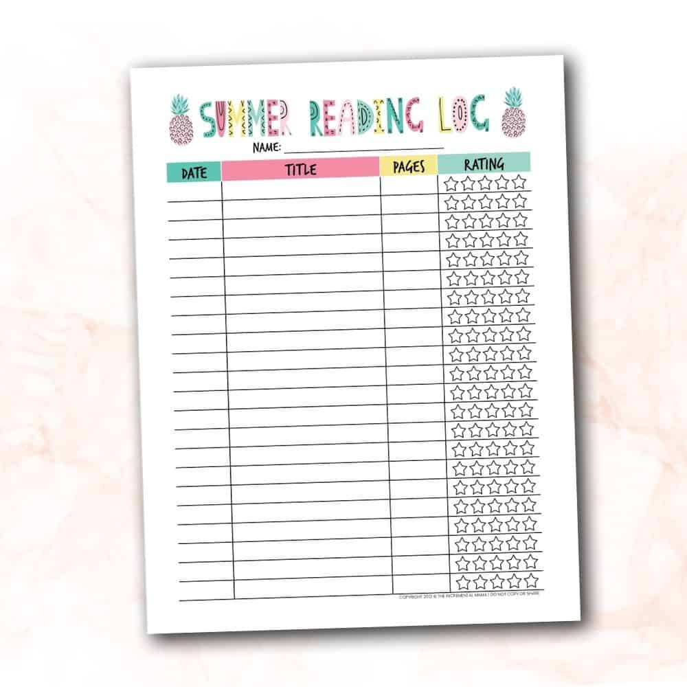 Free Printable Summer Reading Log To Encourage Reading in Free Printable Summer Reading Chart