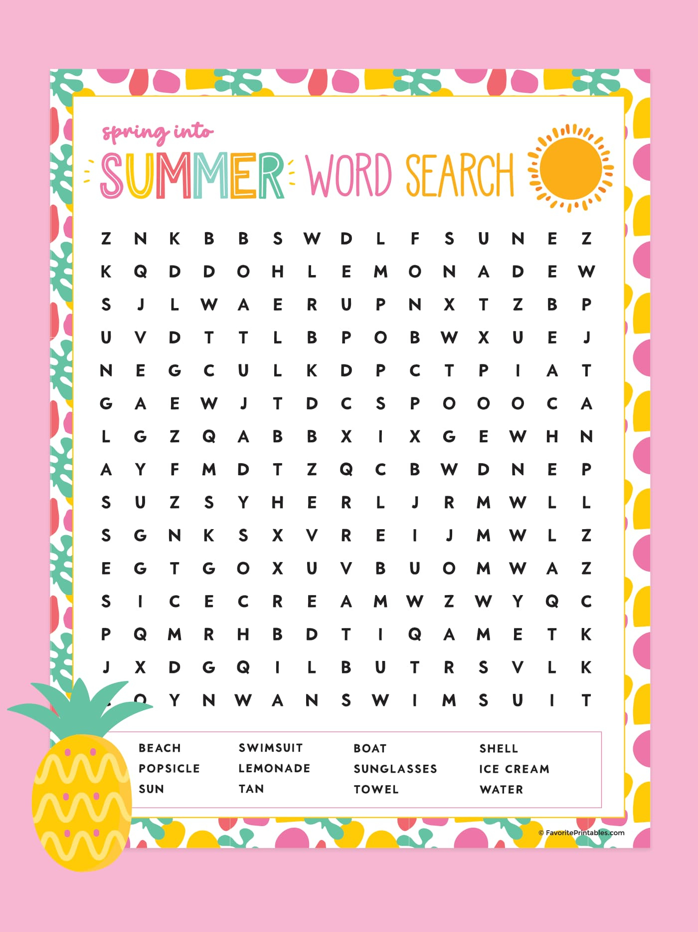 Free Printable Summer Word Search - Favorite Printables pertaining to Summer Word Search Free Printable