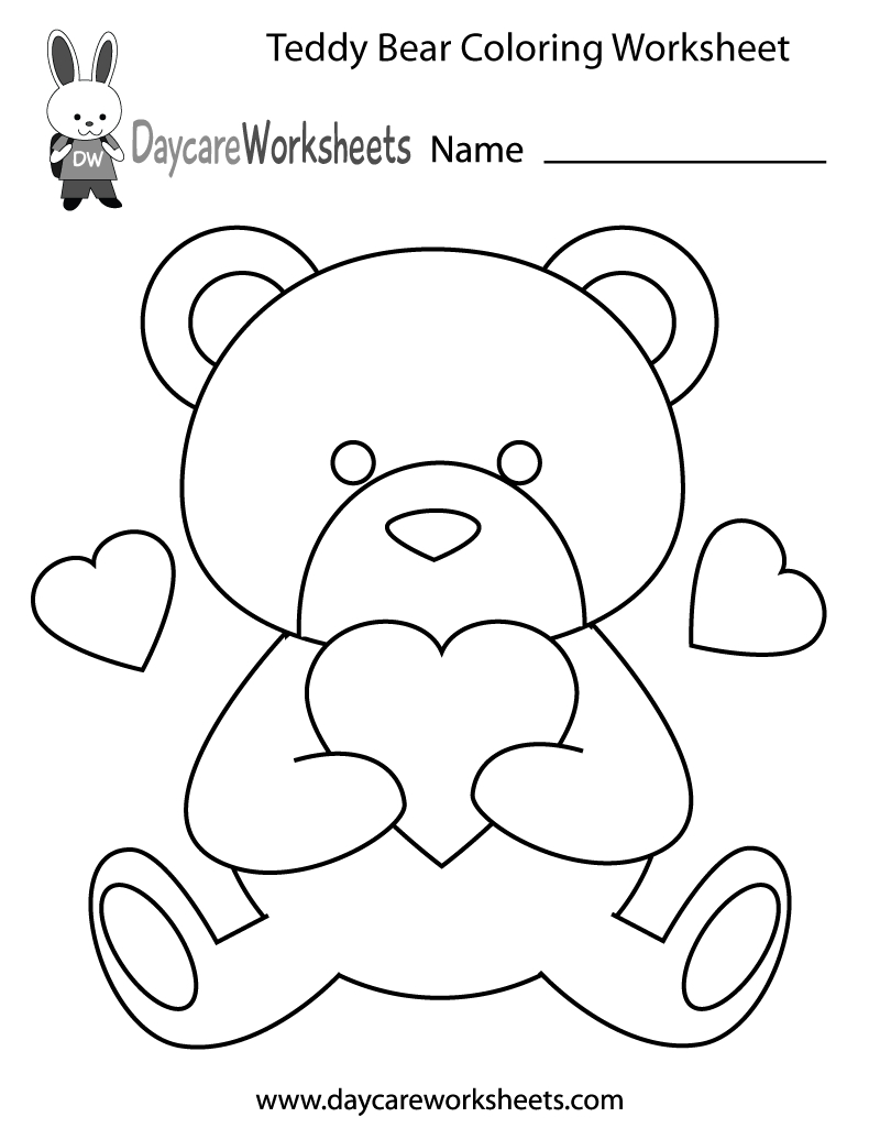 Free Printable Teddy Bear Coloring Worksheet For Preschool with Free Teddy Bear Template Printable