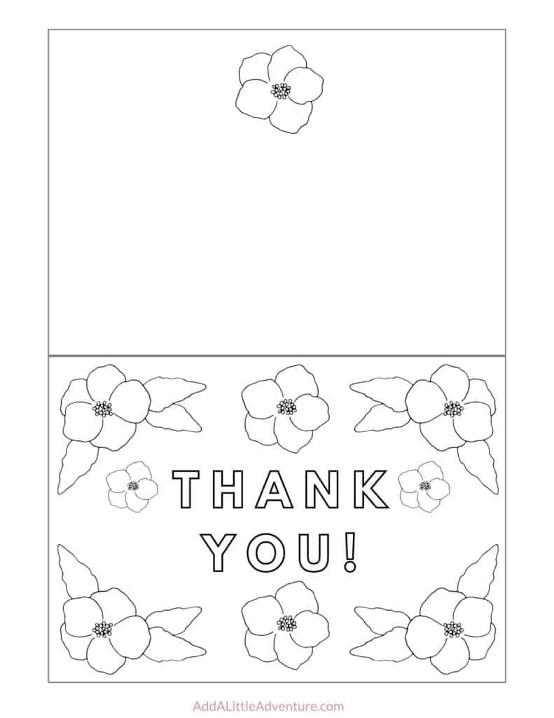 Free Printable Thank You Cards To Color - Add A Little Adventure with Foldable Free Printable Printable Thank You Cards