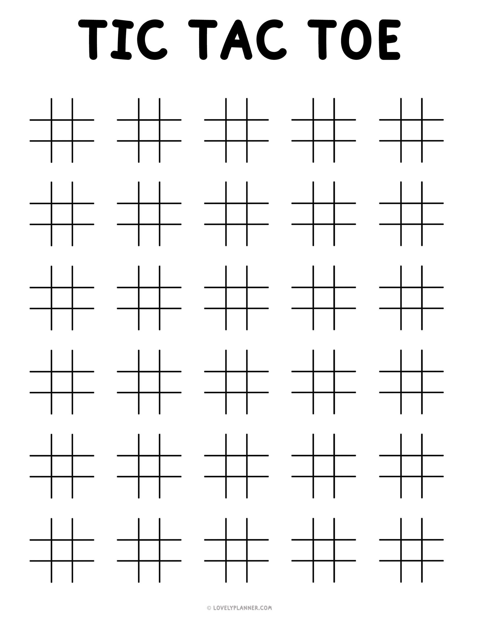 Free Printable Tic Tac Toe Game - Lovely Planner in Free Printable Tic Tac Toe