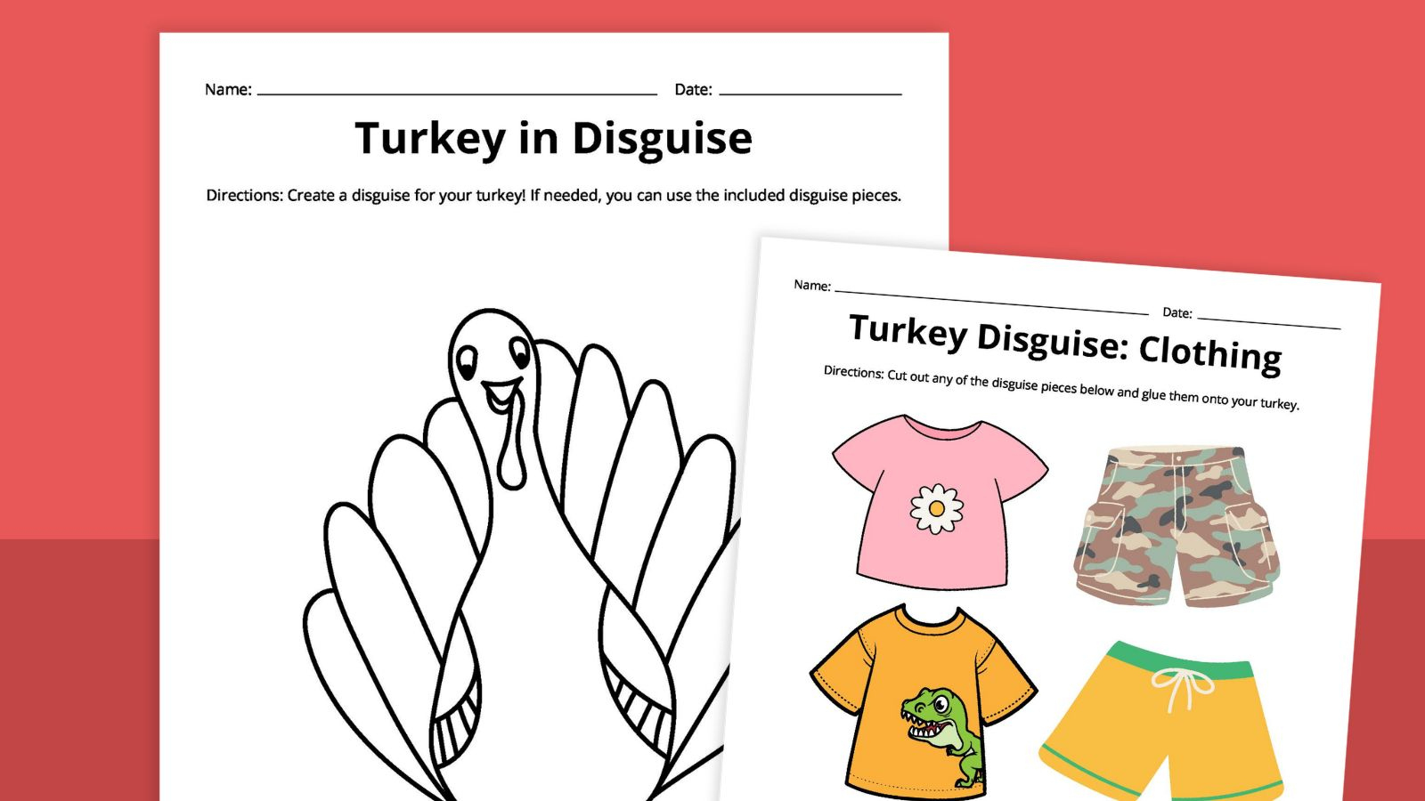 Free Printable Turkey Disguise Template Thanksgiving Activity for Turkey In Disguise Printable Outfits