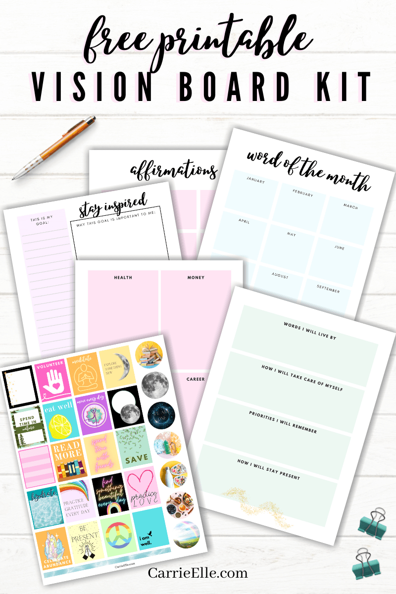 Free Printable Vision Board Kit - Carrie Elle in Free Printables For Vision Boards