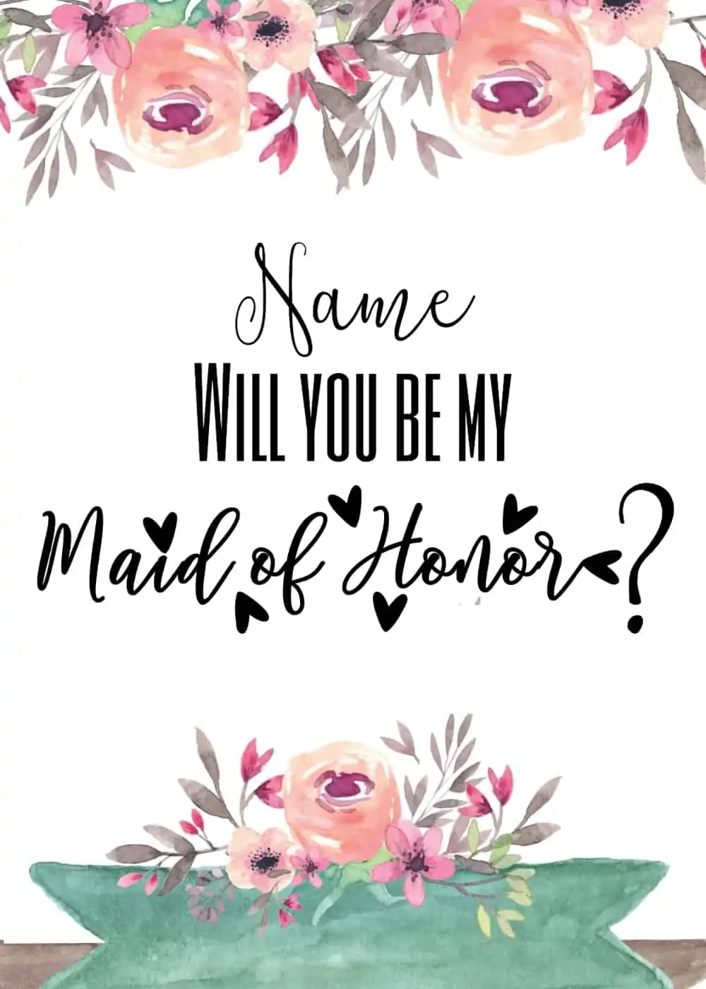 Free Printable Will You Be My Bridesmaid Cards And Ideas throughout Will You Be My Maid Of Honor Printable