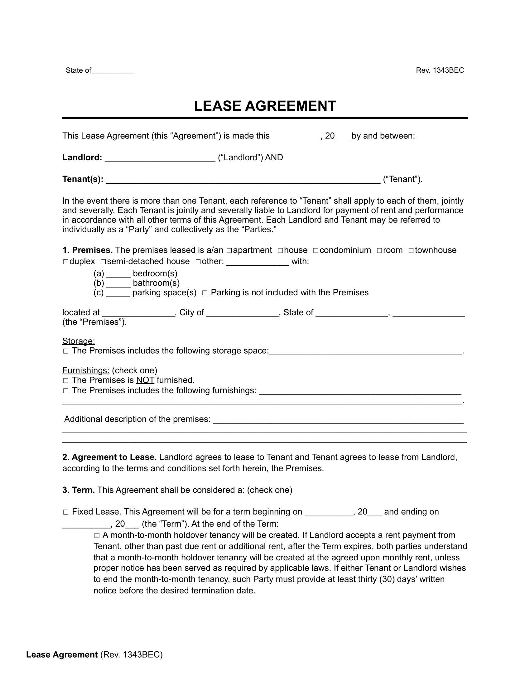 Free Rental & Lease Agreement Templates | Pdf & Word for Free Printable Lease Agreement