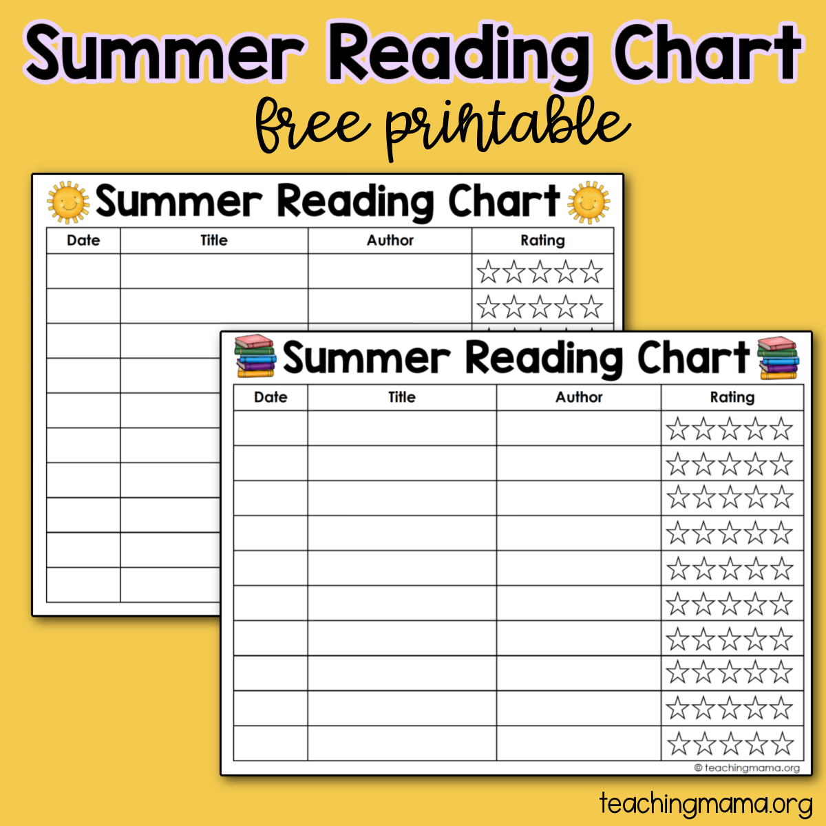 Free Summer Reading Charts - Teaching Mama throughout Free Printable Summer Reading Chart