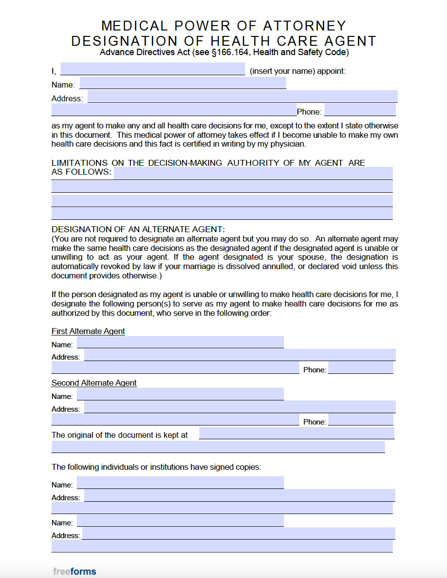 Free Texas Medical Power Of Attorney Form | Pdf with regard to Medical Power of Attorney Forms Free Printable