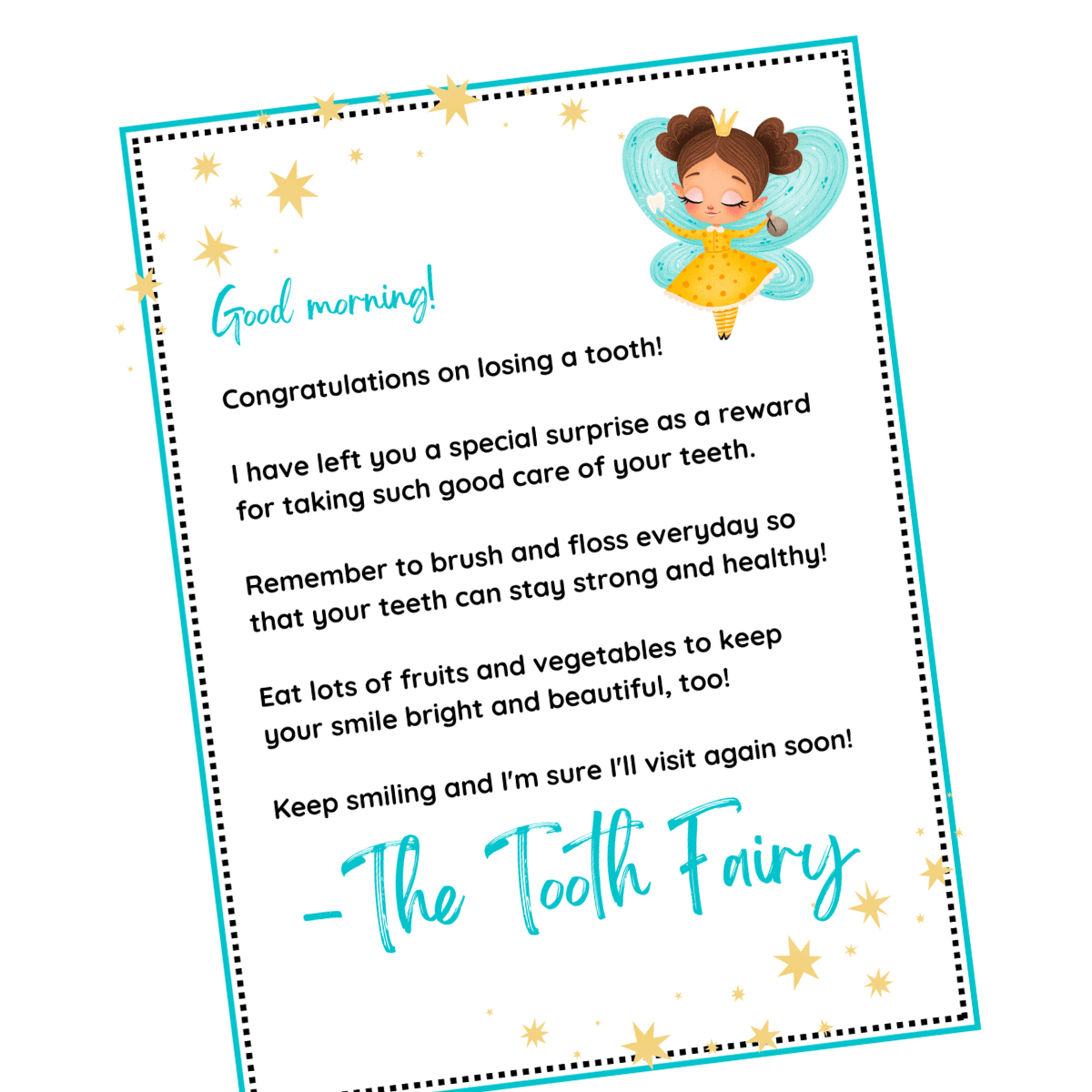 Free Tooth Fairy Letter Printable Your Kid Will Love in Tooth Fairy Notes Printable Free
