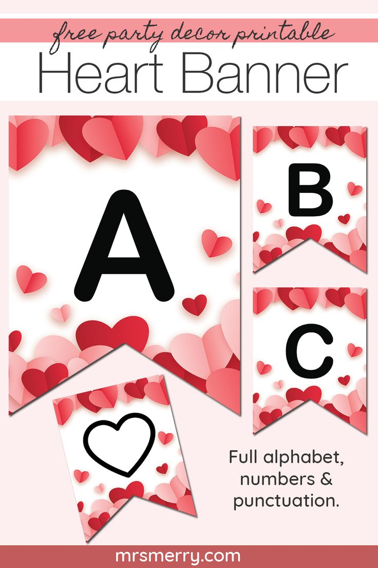 Free Valentines Day Printable - Hearts Letters Banner - Mrs. Merry within Free Printable Happy Valentines Day Banner Printable