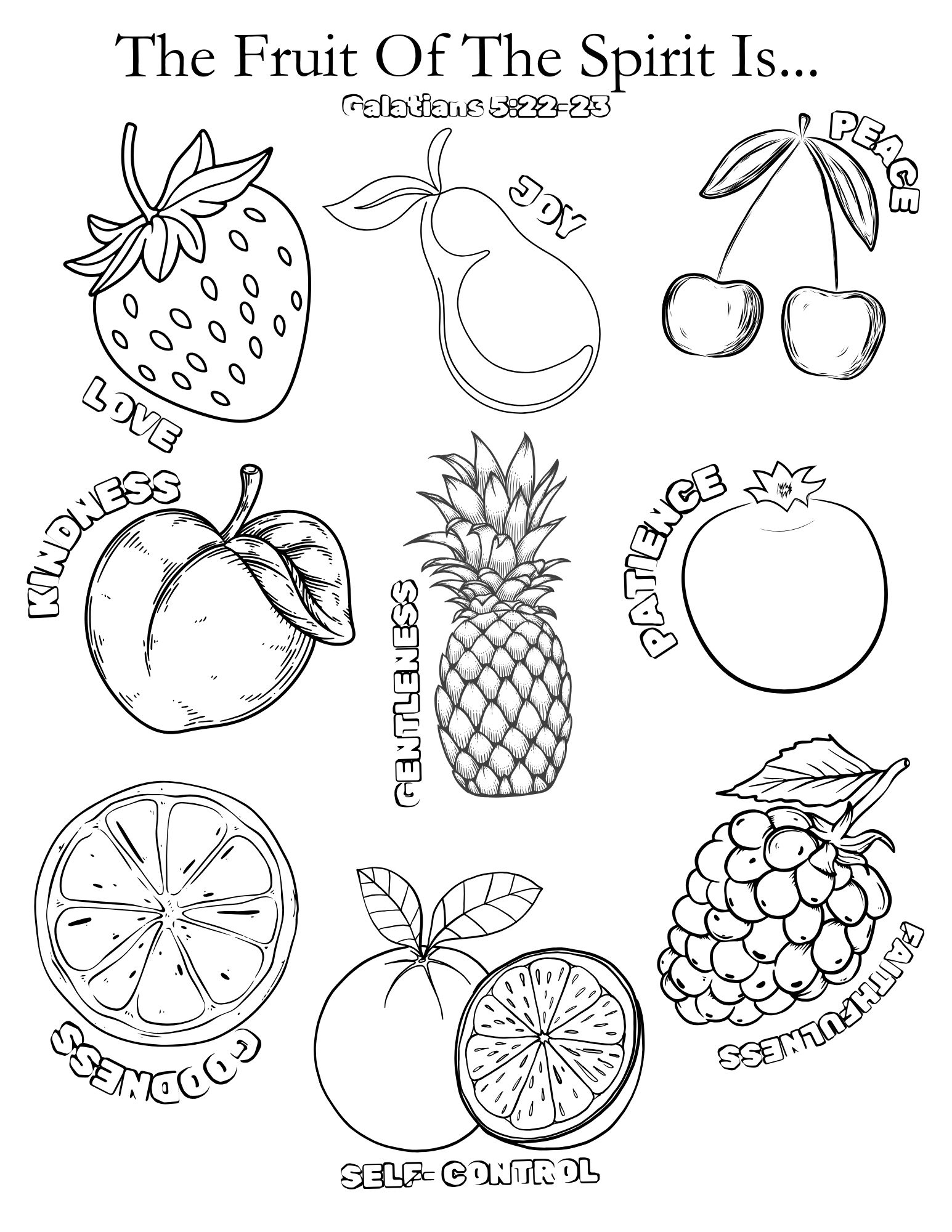 Fruit Of The Spirit Free Printable Coloring Pages - Rejoice About inside Fruits of the Spirit Printable