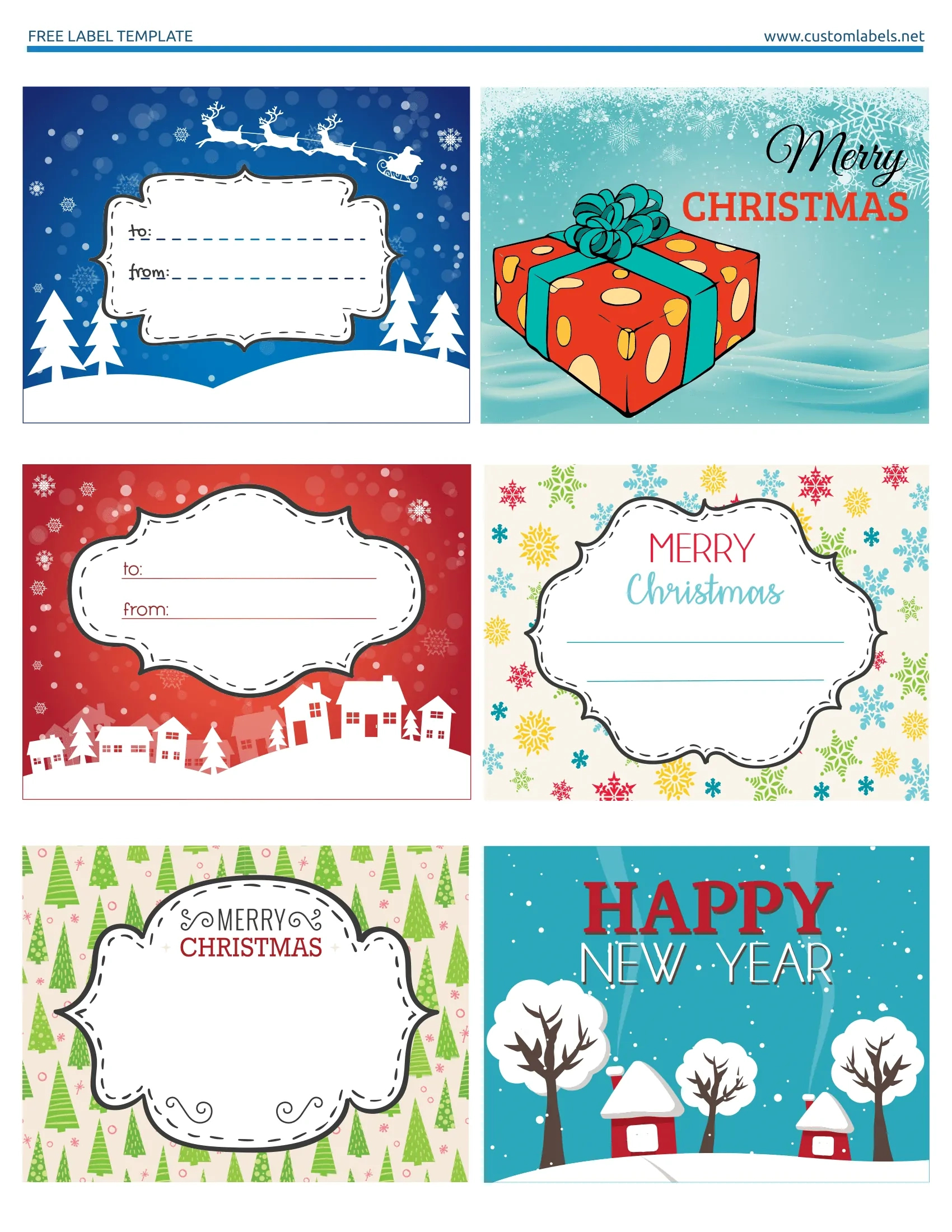 Fun And Colorful Christmas Labels - Free Printables inside Free Printable Blank Gift Tags