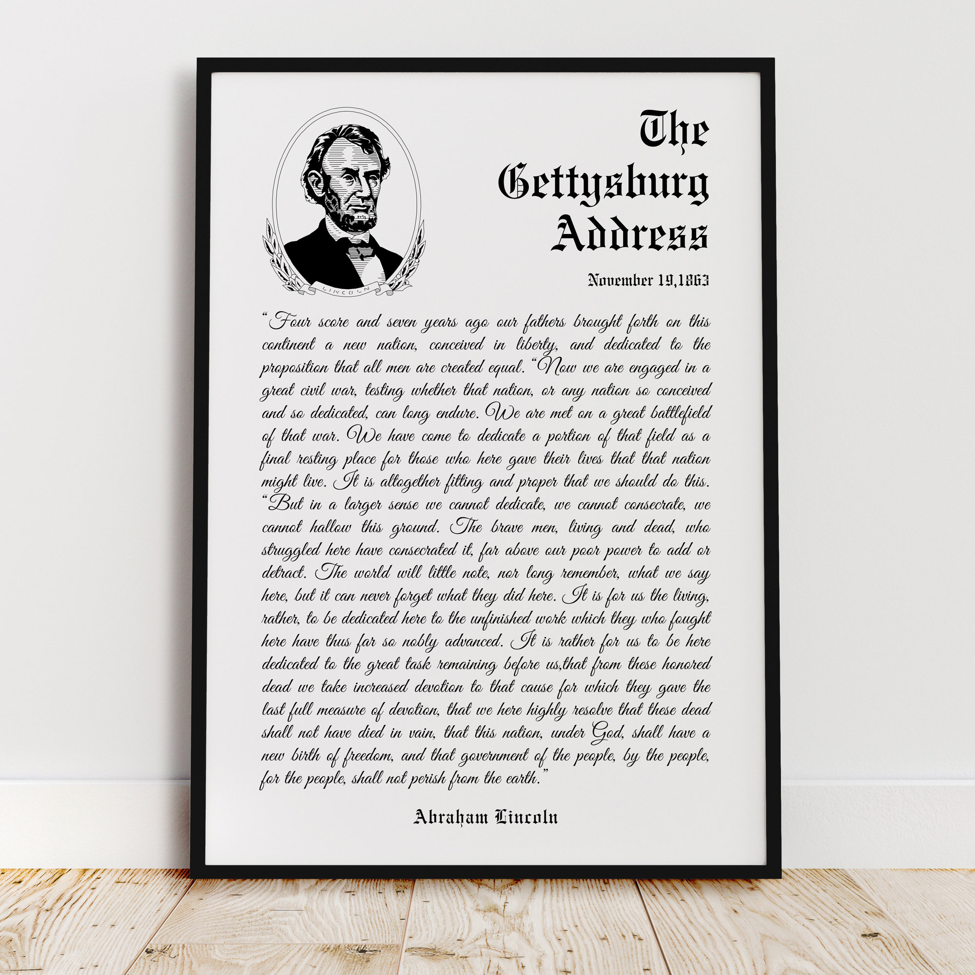 Gettysburg Address Digital Print - Etsy.de inside Printable Text Of The Gettysburg Address