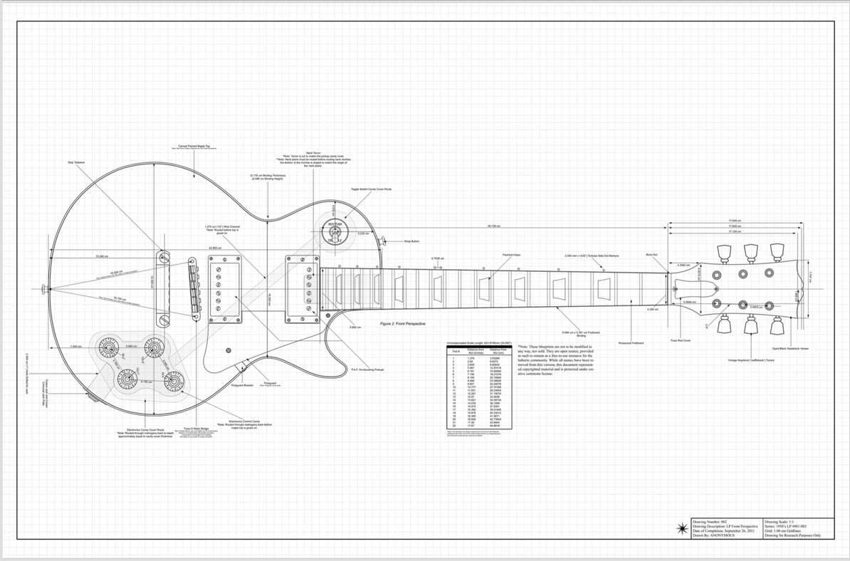 Gibson Les Paul Guitar Templates | Electric Herald in Full Size Printable Guitar Templates Free Download