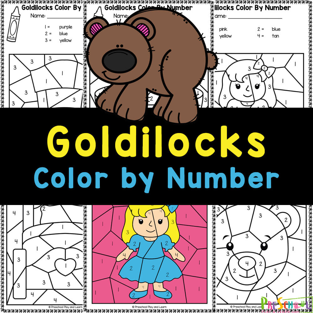Goldilocks And The Three Bears Colornumber Worksheets with Goldilocks And The Three Bears Printable