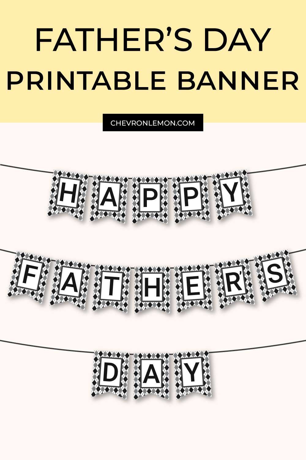Happy Father'S Day Printable Banner - Chevron Lemon with regard to Happy Fathers Day Banner Printable
