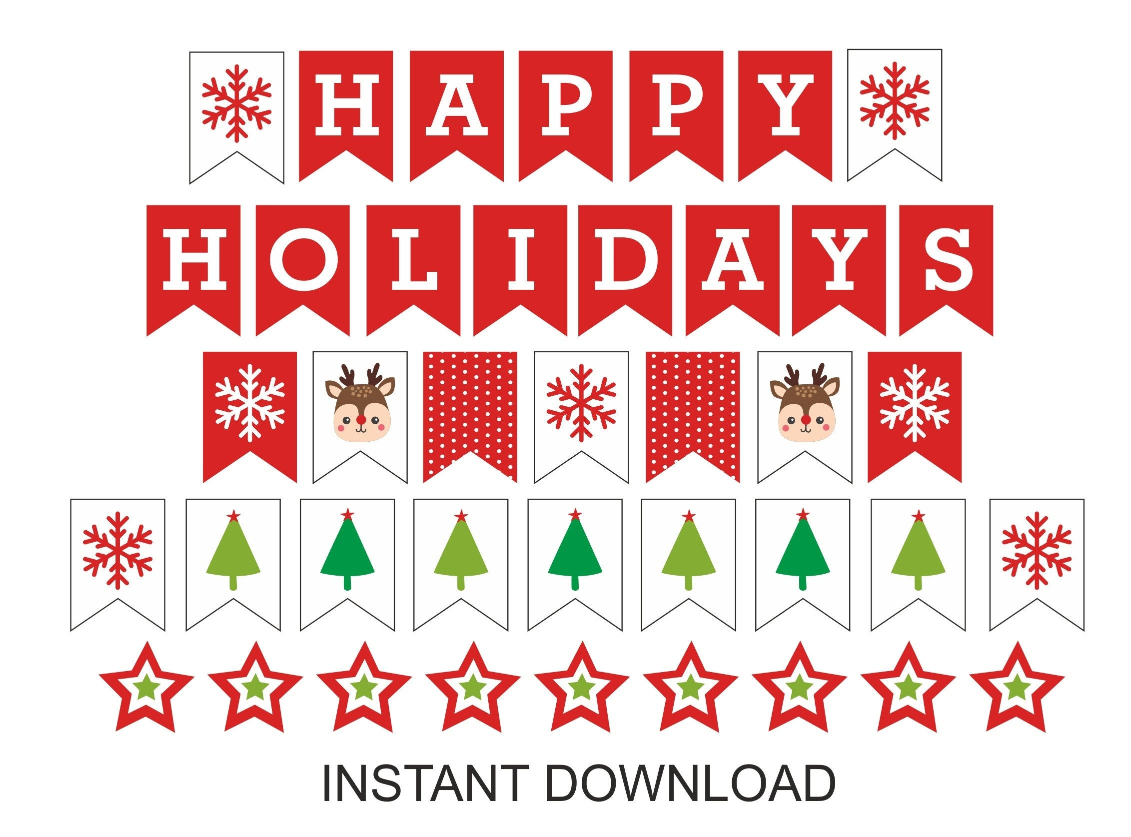 Happy Holidays Banner Printable / Holiday Banner / Happy Holiday within Happy Holidays Free Printable Banner