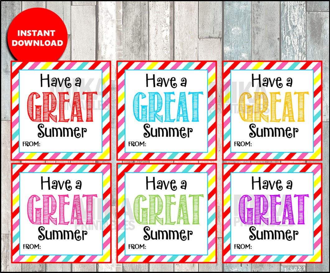 Have A Great Summer Gift Tag, End Of School, Summer Break, Teacher in Have A Great Summer Free Printable Tags