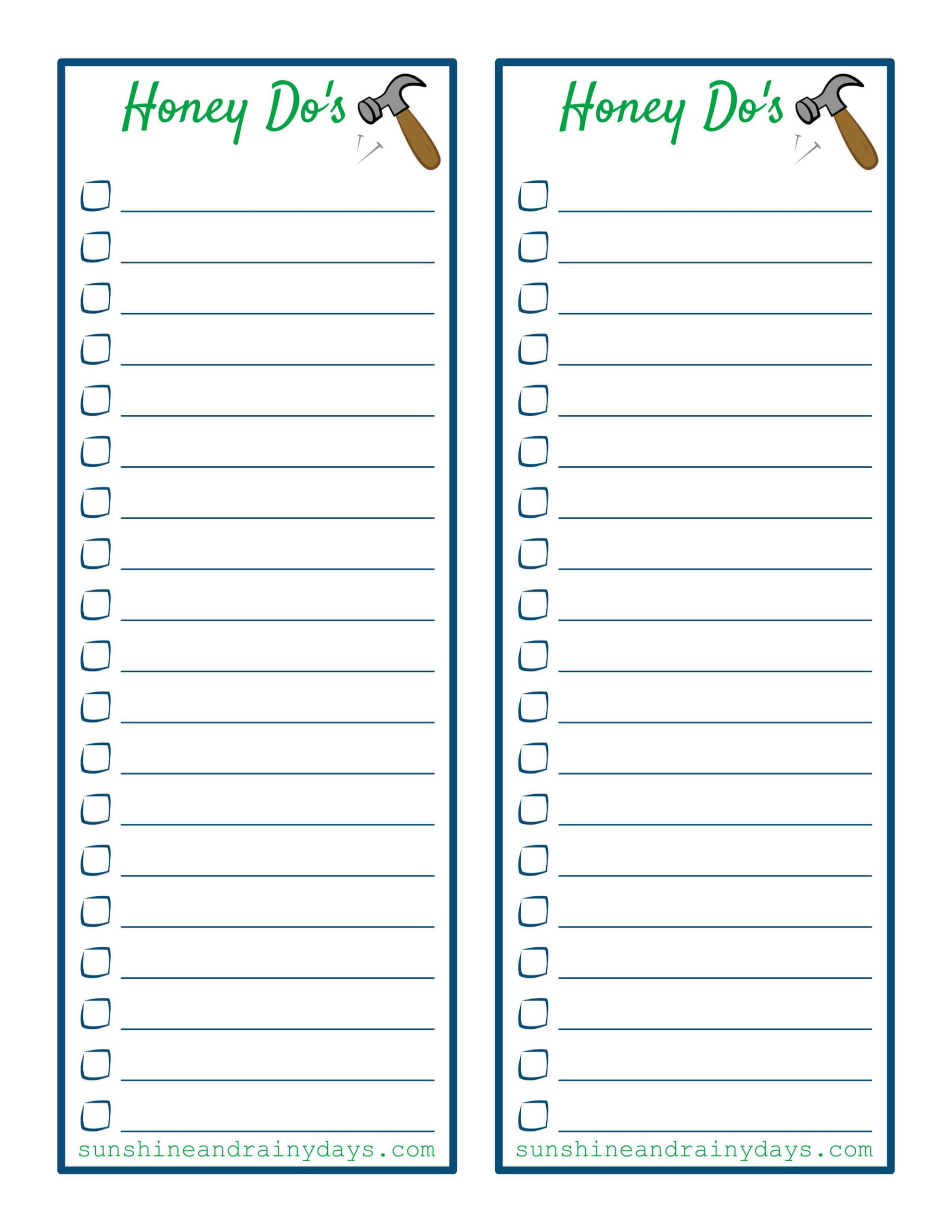 Honey Do'S Printable! - Sunshine And Rainy Days regarding Free Printable Honey Do List Template