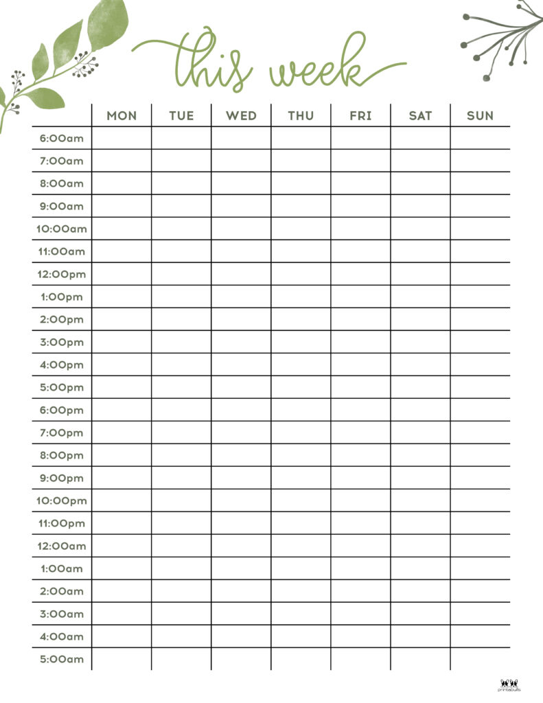 Hourly Planners - 20 Free Printables | Printabulls intended for Hour By Hour Printable Schedule