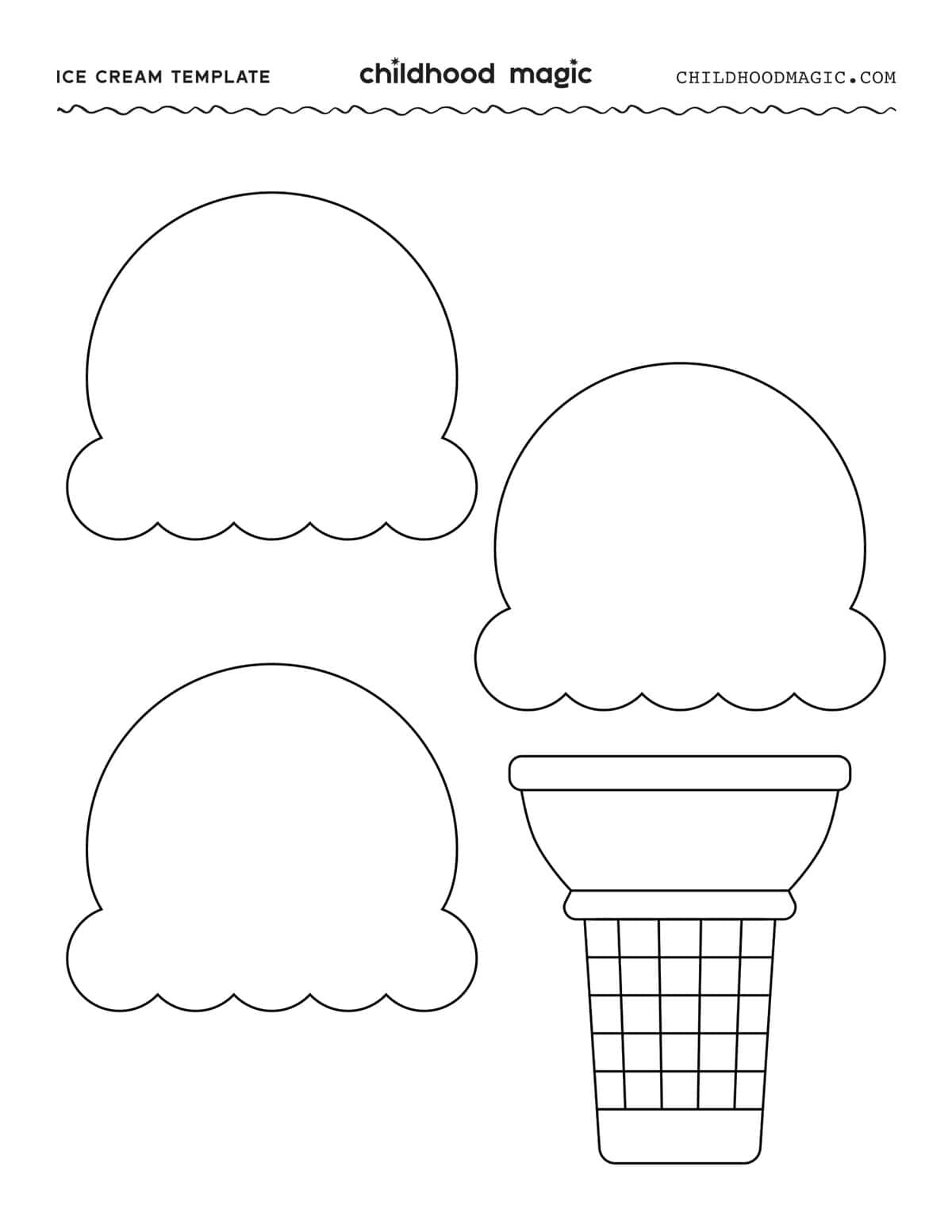 Ice Cream Template- Free Printable Outline - Childhood Magic throughout Printable Ice Cream Cone Template