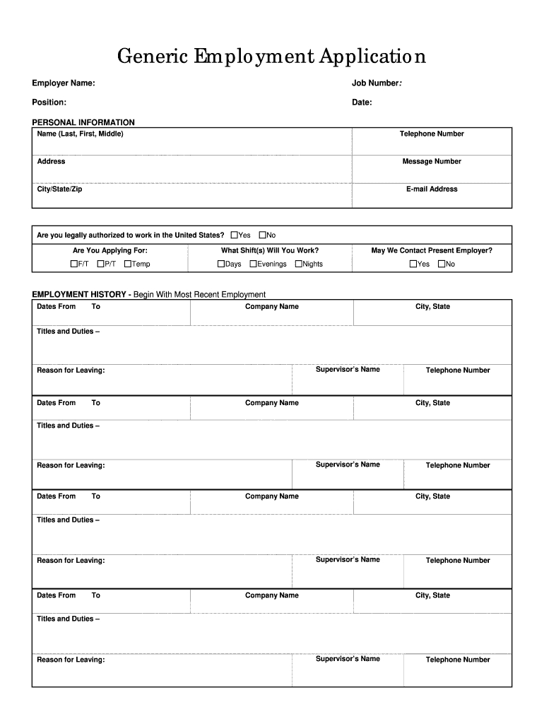 Id Dol Generic Employment Application Form - Fill Online with Application For Employment Free Printables