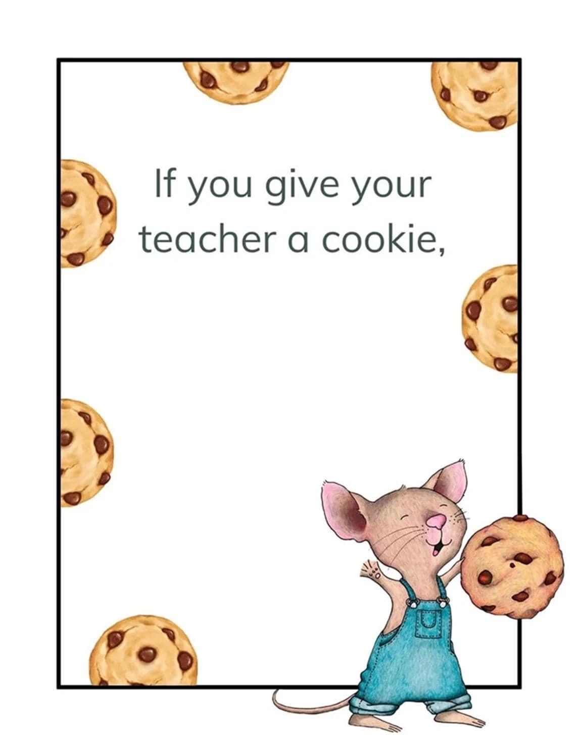 If You Give Your Teacher A Cookie, Printable Gift Card Book For in If You Give A Teacher A Cookie Book Free Printable