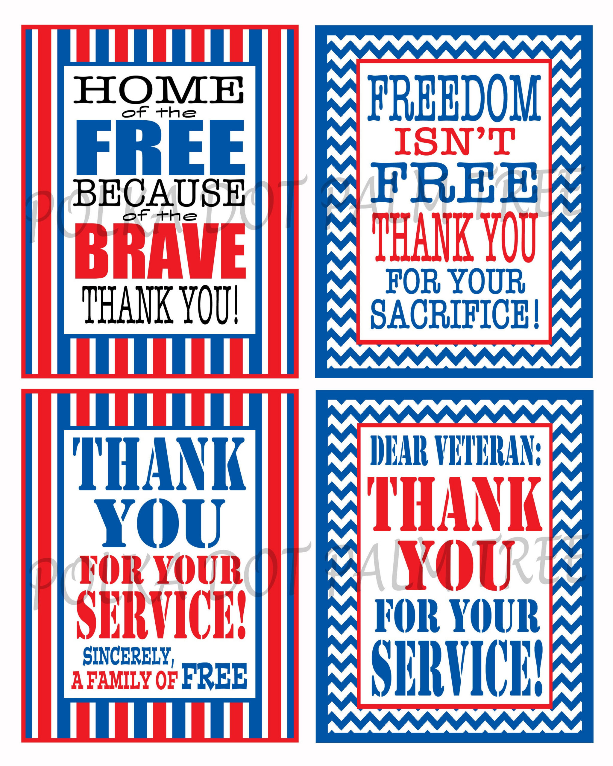 Instant Download Printable Veteran Military Patriotic Thank You intended for Veterans Thank You Cards Free Printable