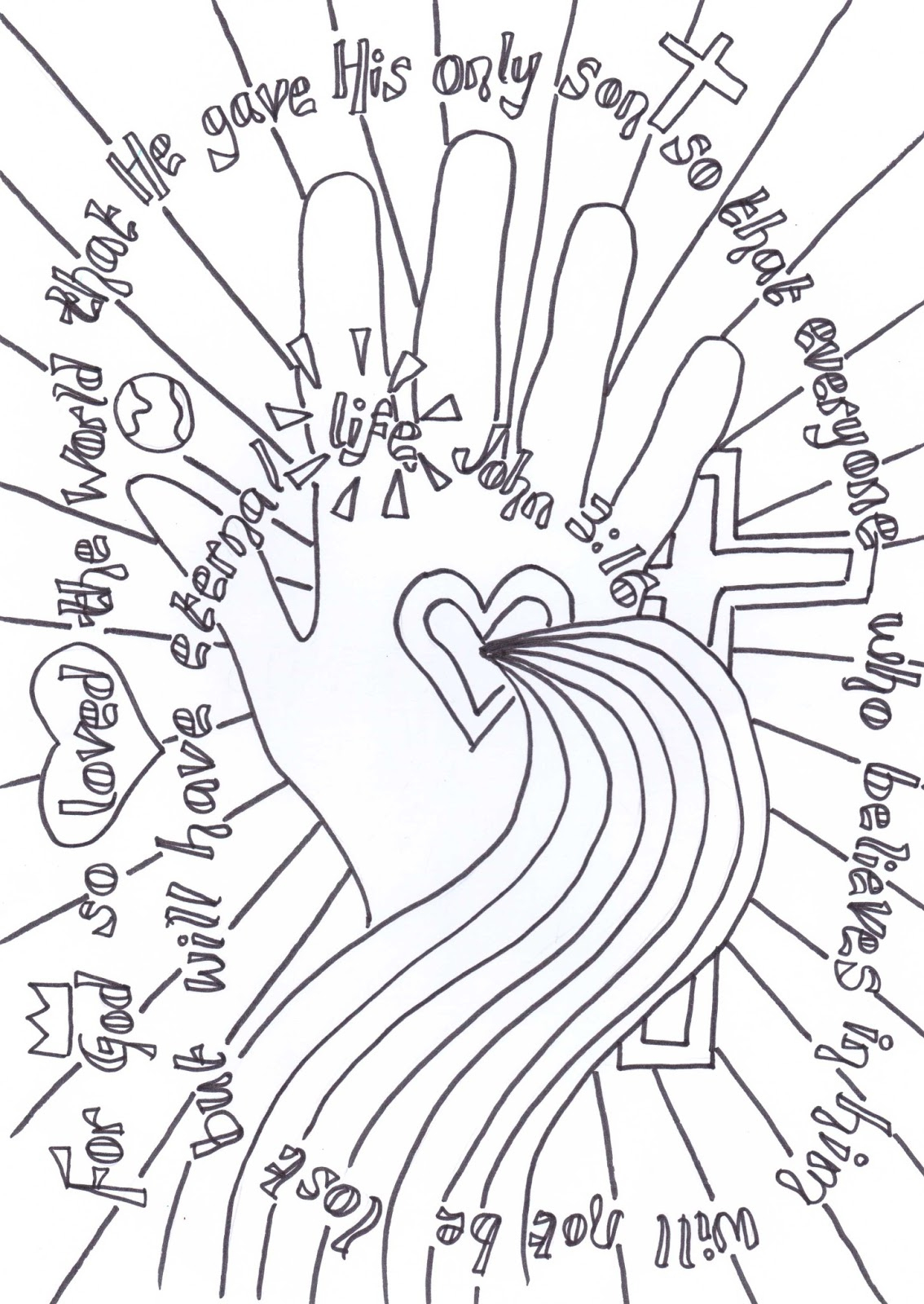 John 3:16 Verse To Colour pertaining to Printable John 3:16 Activity Sheet