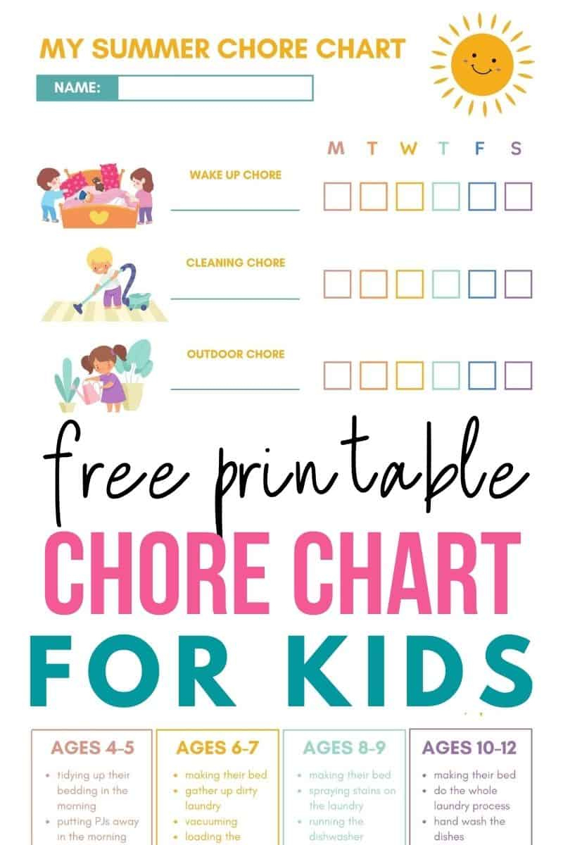Kids Summer Chore Chart For All Ages - Free Printable regarding Free Printable Summer Chore Chart